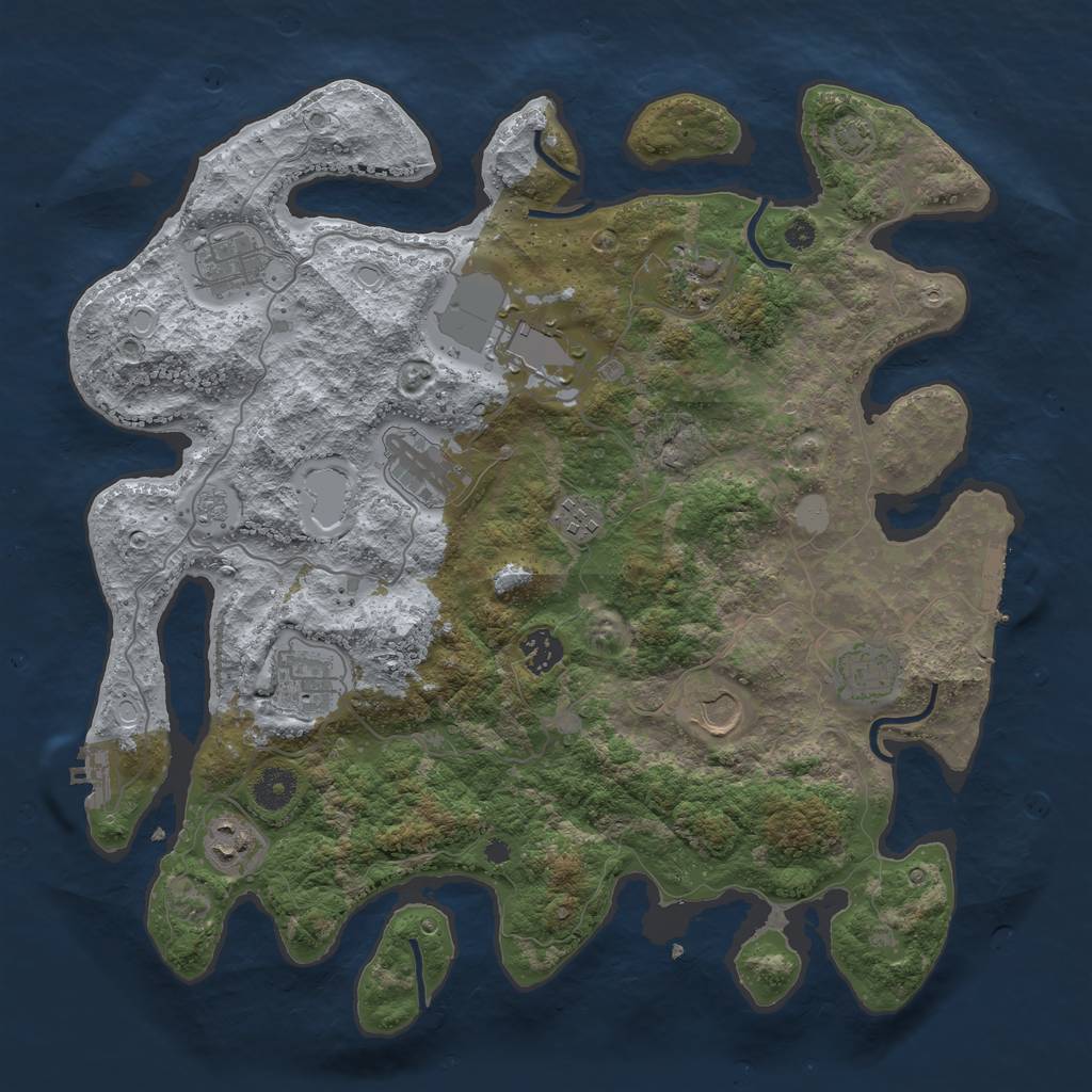 Rust Map: Procedural Map, Size: 3850, Seed: 55182371, 17 Monuments