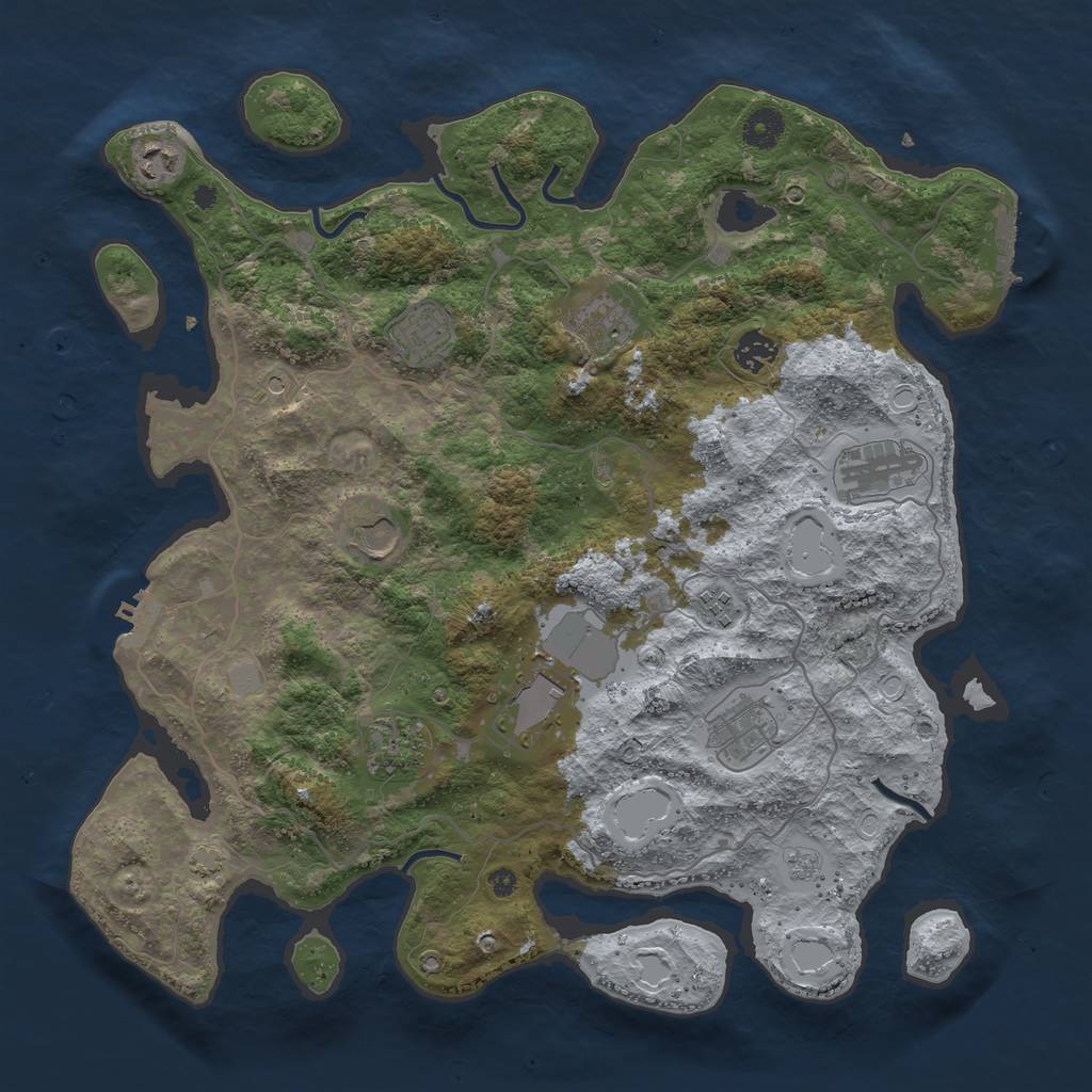 Rust Map: Procedural Map, Size: 4000, Seed: 123908724, 18 Monuments
