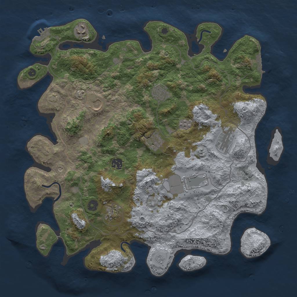 Rust Map: Procedural Map, Size: 4000, Seed: 288550, 17 Monuments
