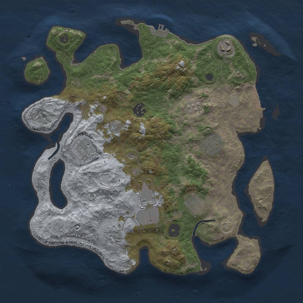 Rust Map: Procedural Map, Size: 3500, Seed: 19350868, 16 Monuments