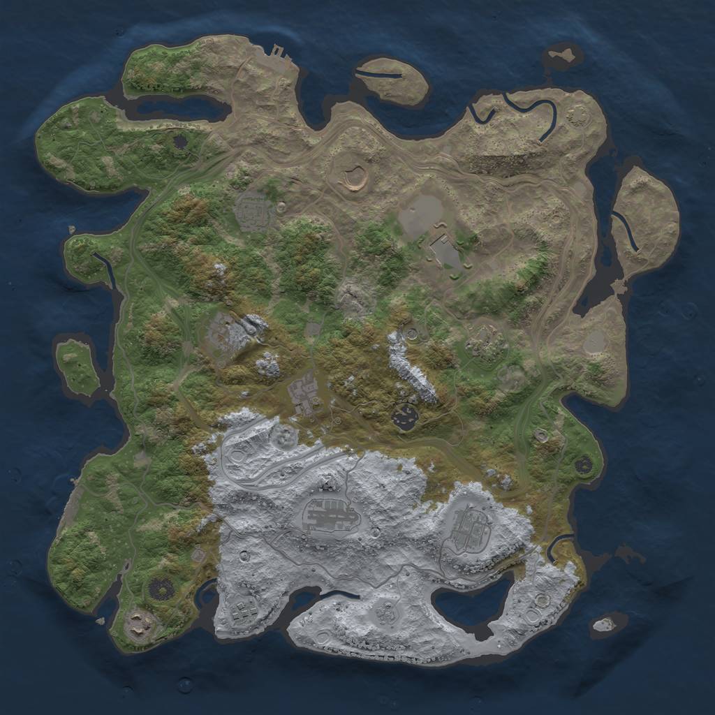 Rust Map: Procedural Map, Size: 4250, Seed: 704494302, 19 Monuments