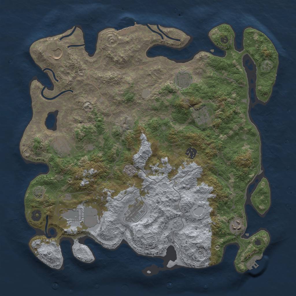 Rust Map: Procedural Map, Size: 4000, Seed: 420710, 17 Monuments