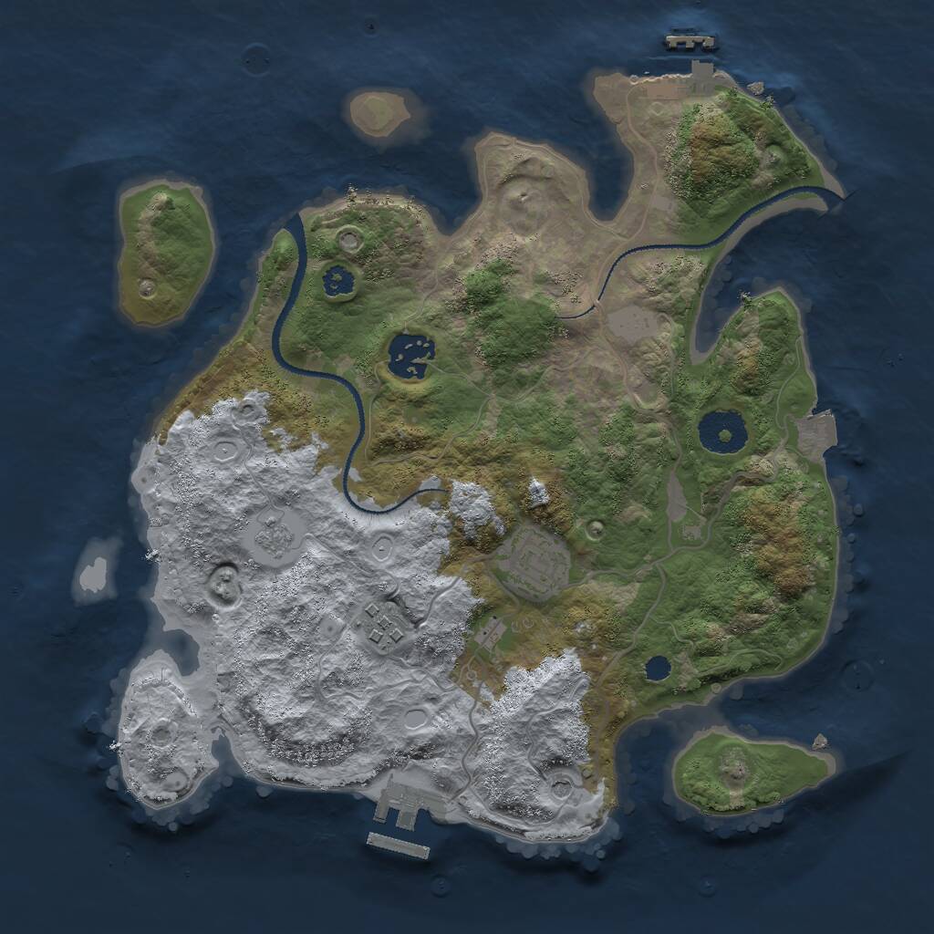 Rust Map: Procedural Map, Size: 3000, Seed: 1033396227, 8 Monuments