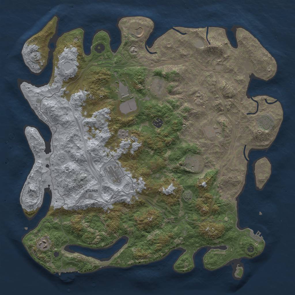 Rust Map: Procedural Map, Size: 4500, Seed: 1839342522, 19 Monuments