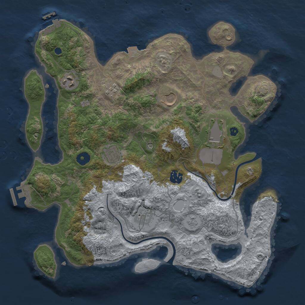 Rust Map: Procedural Map, Size: 3500, Seed: 855612, 13 Monuments