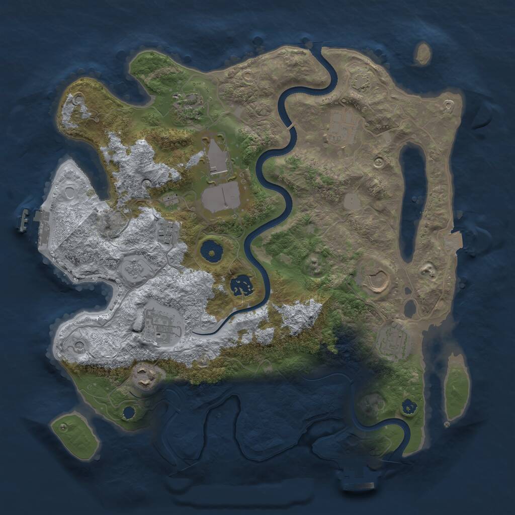 Rust Map: Procedural Map, Size: 3500, Seed: 668877, 15 Monuments