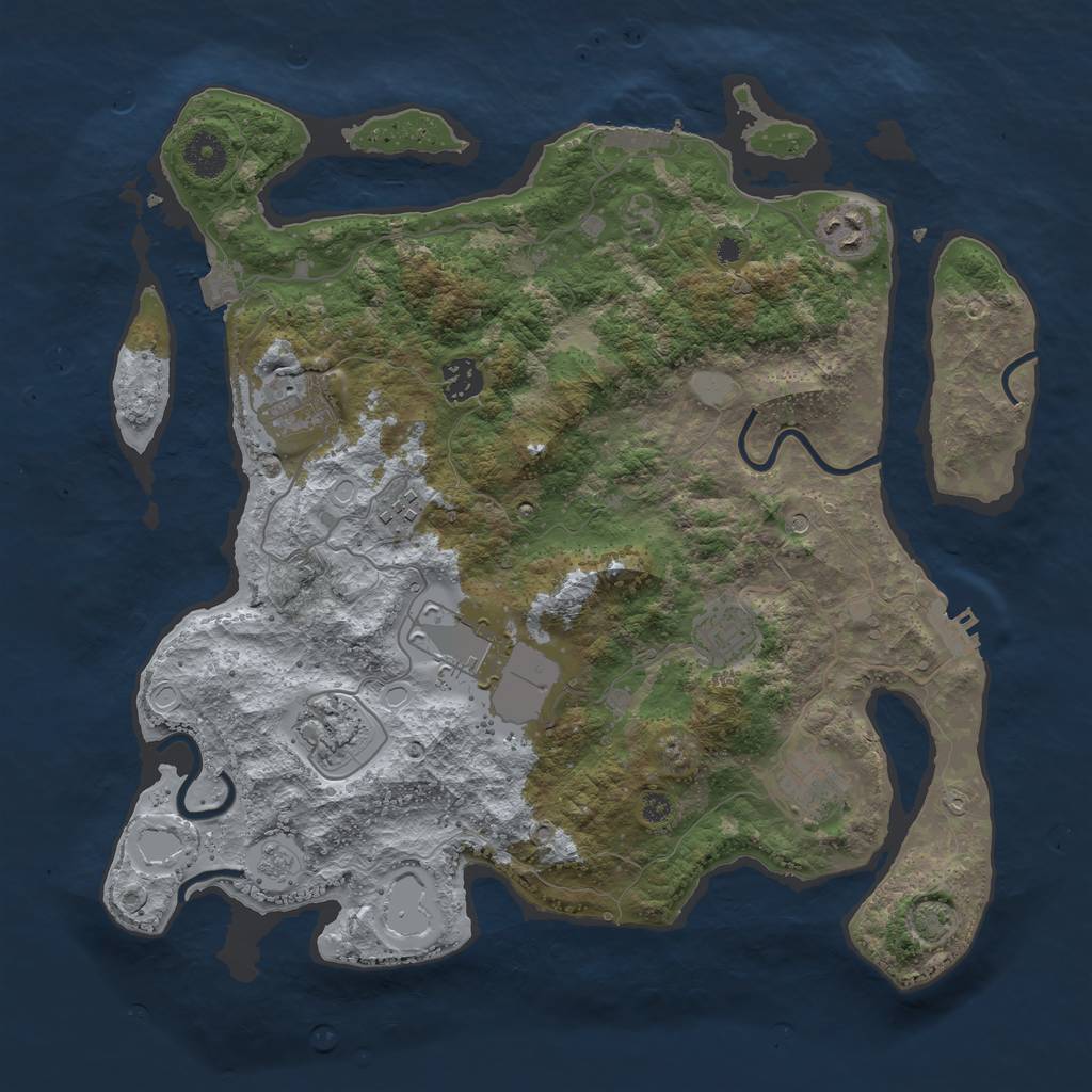Rust Map: Procedural Map, Size: 3750, Seed: 321232123, 16 Monuments