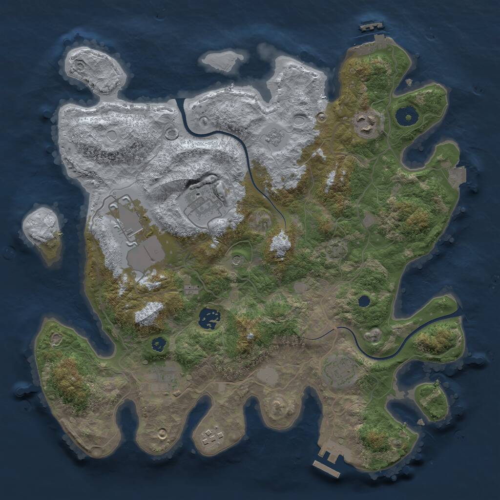 Rust Map: Procedural Map, Size: 3500, Seed: 458958431, 13 Monuments