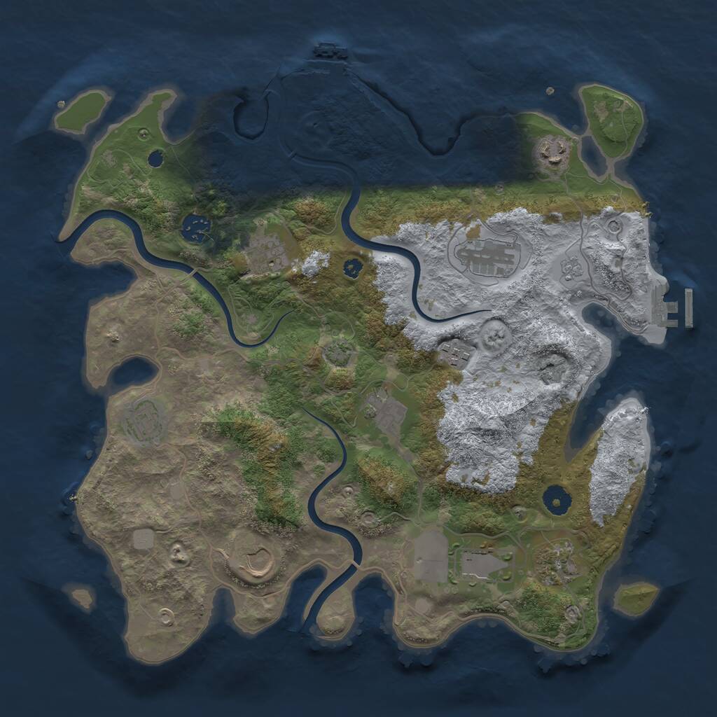 Rust Map: Procedural Map, Size: 3750, Seed: 421241374, 16 Monuments