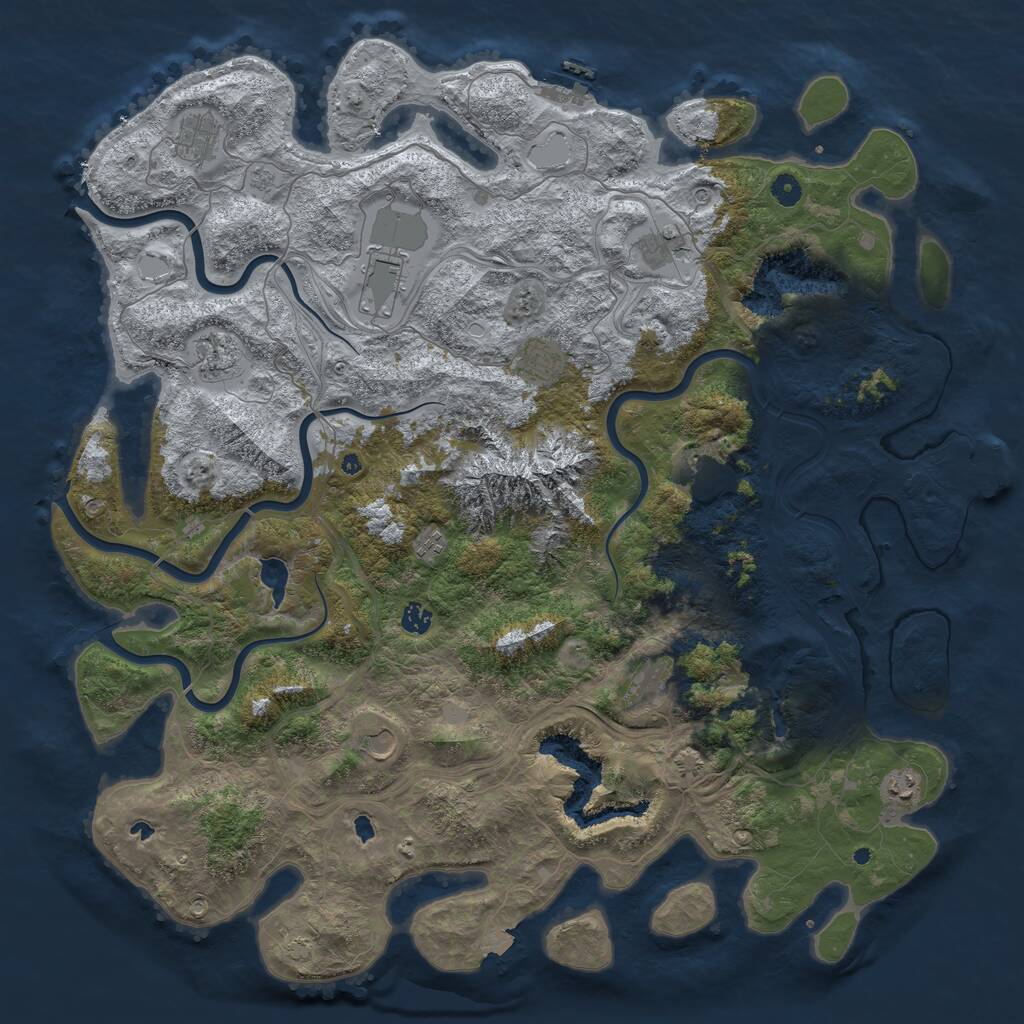 Rust Map: Procedural Map, Size: 5000, Seed: 1066790217, 17 Monuments