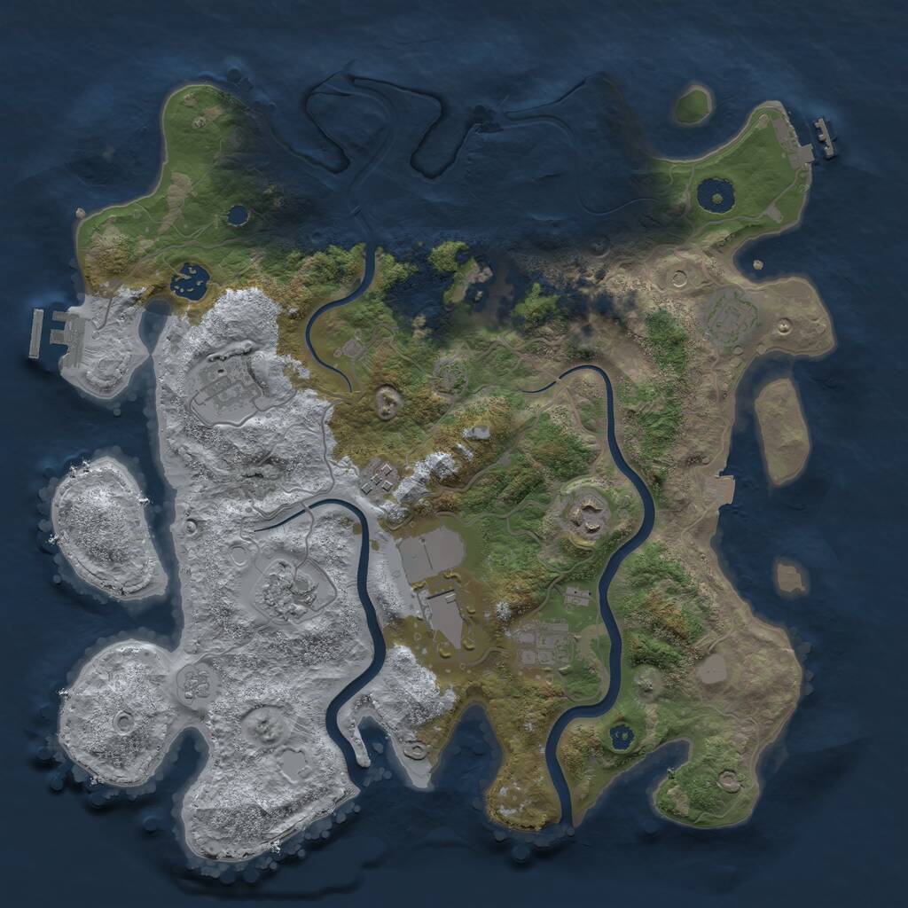 Rust Map: Procedural Map, Size: 3700, Seed: 2013865141, 15 Monuments