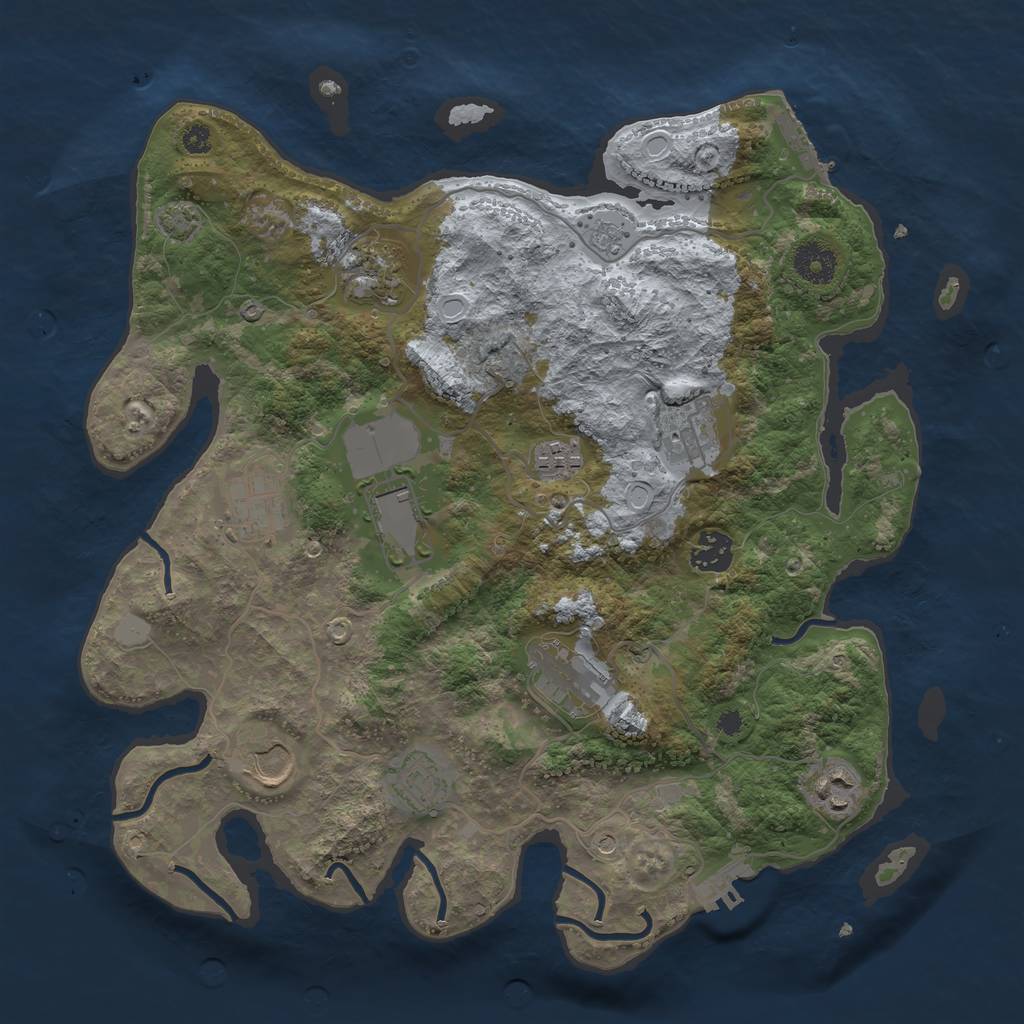 Rust Map: Procedural Map, Size: 3600, Seed: 39753160, 18 Monuments