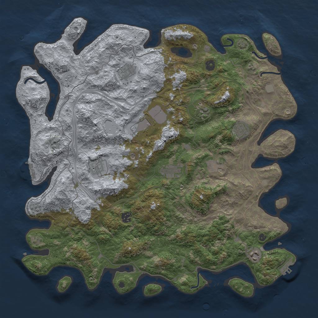 Rust Map: Procedural Map, Size: 4500, Seed: 684628476, 18 Monuments