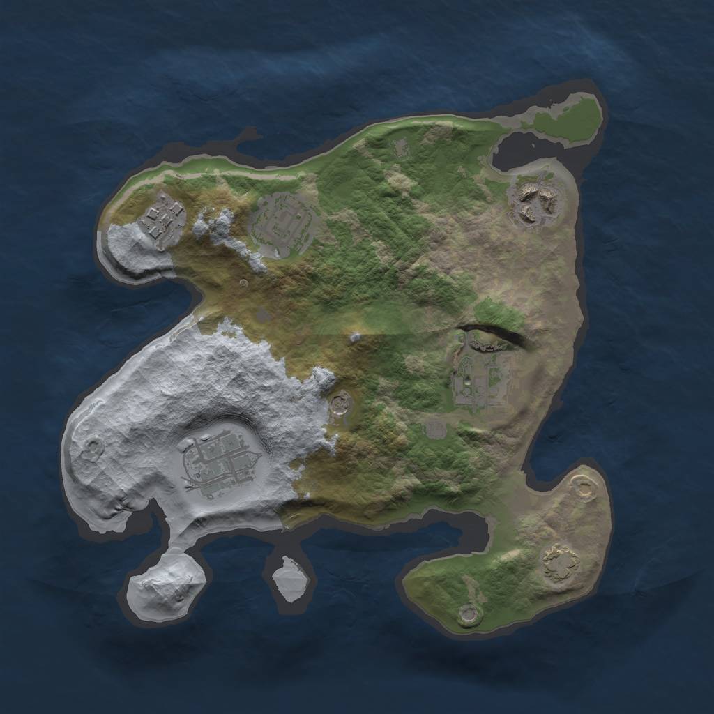 Rust Map: Barren, Size: 2500, Seed: 32, 9 Monuments