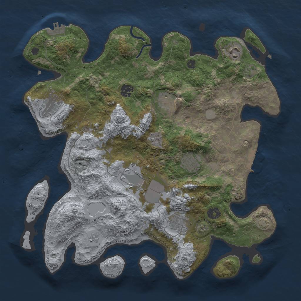 Rust Map: Procedural Map, Size: 3550, Seed: 773271553, 16 Monuments