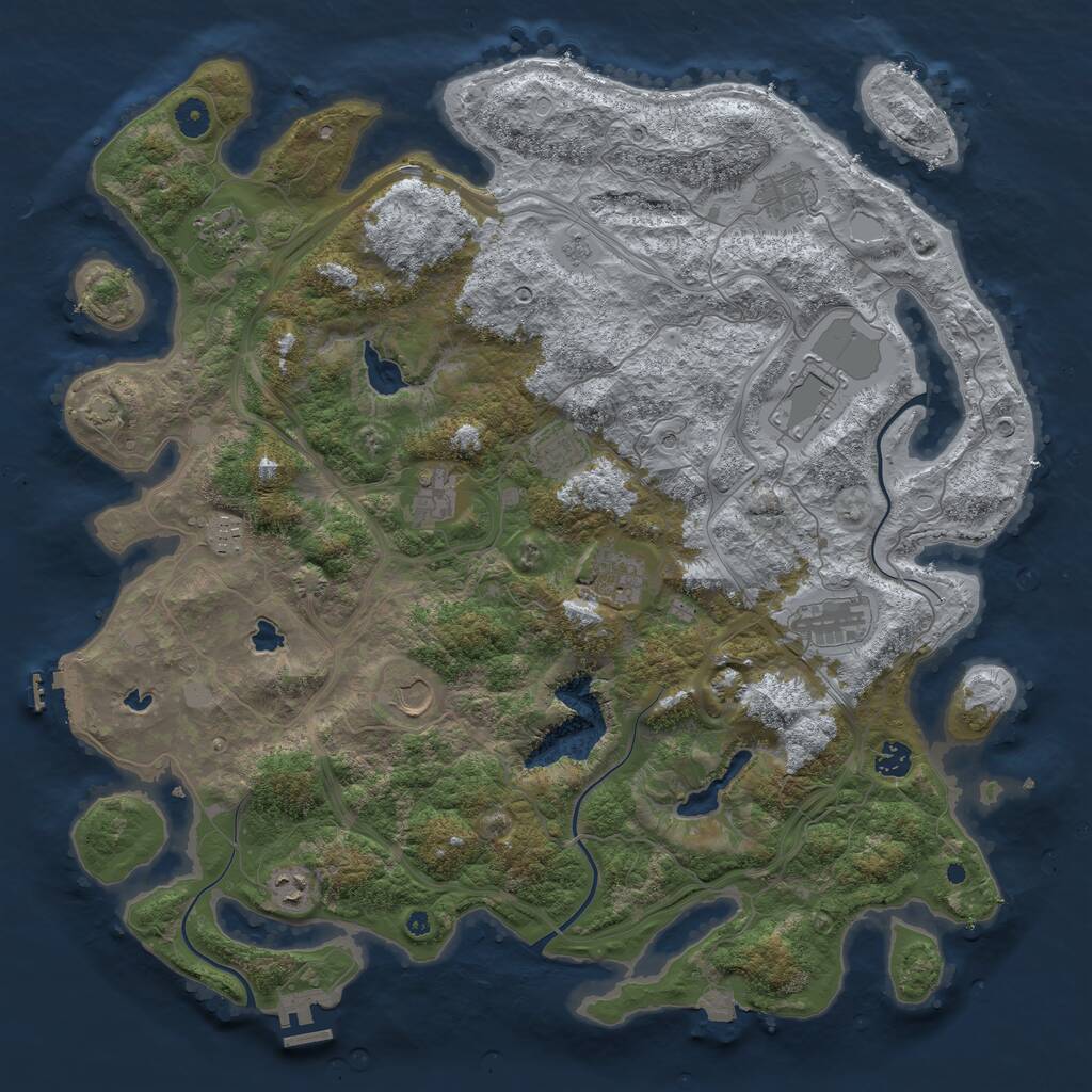 Rust Map: Procedural Map, Size: 4500, Seed: 1297184537, 17 Monuments