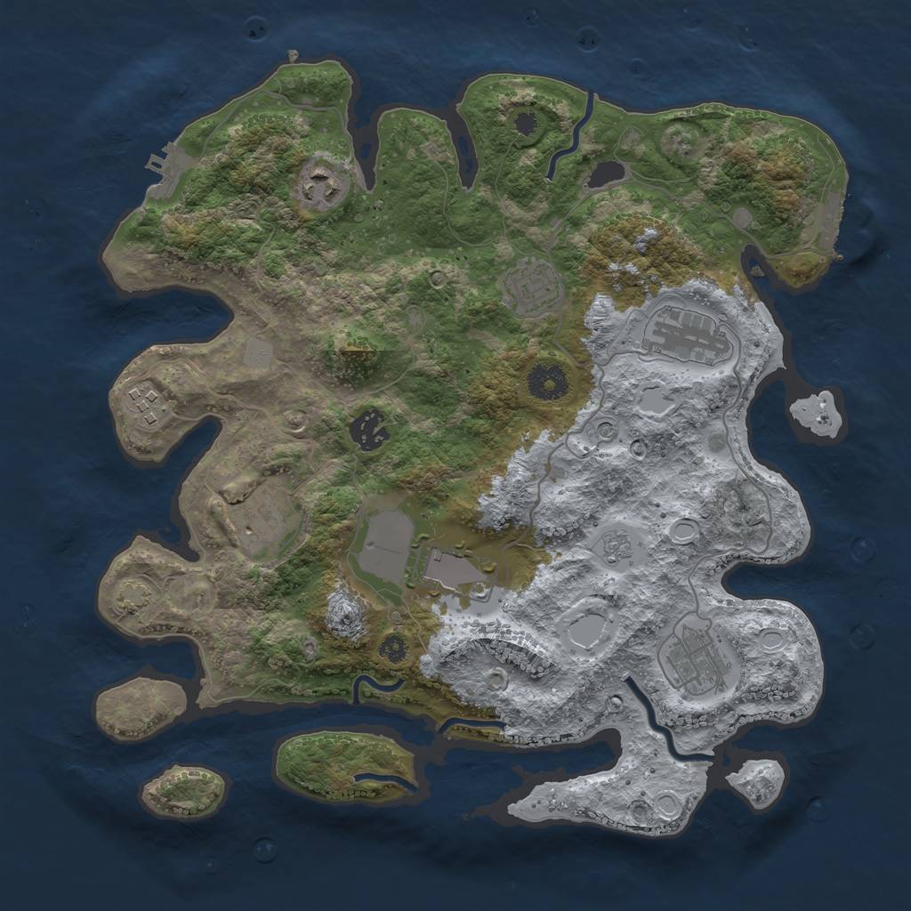 Rust Map: Procedural Map, Size: 3500, Seed: 526620788, 16 Monuments