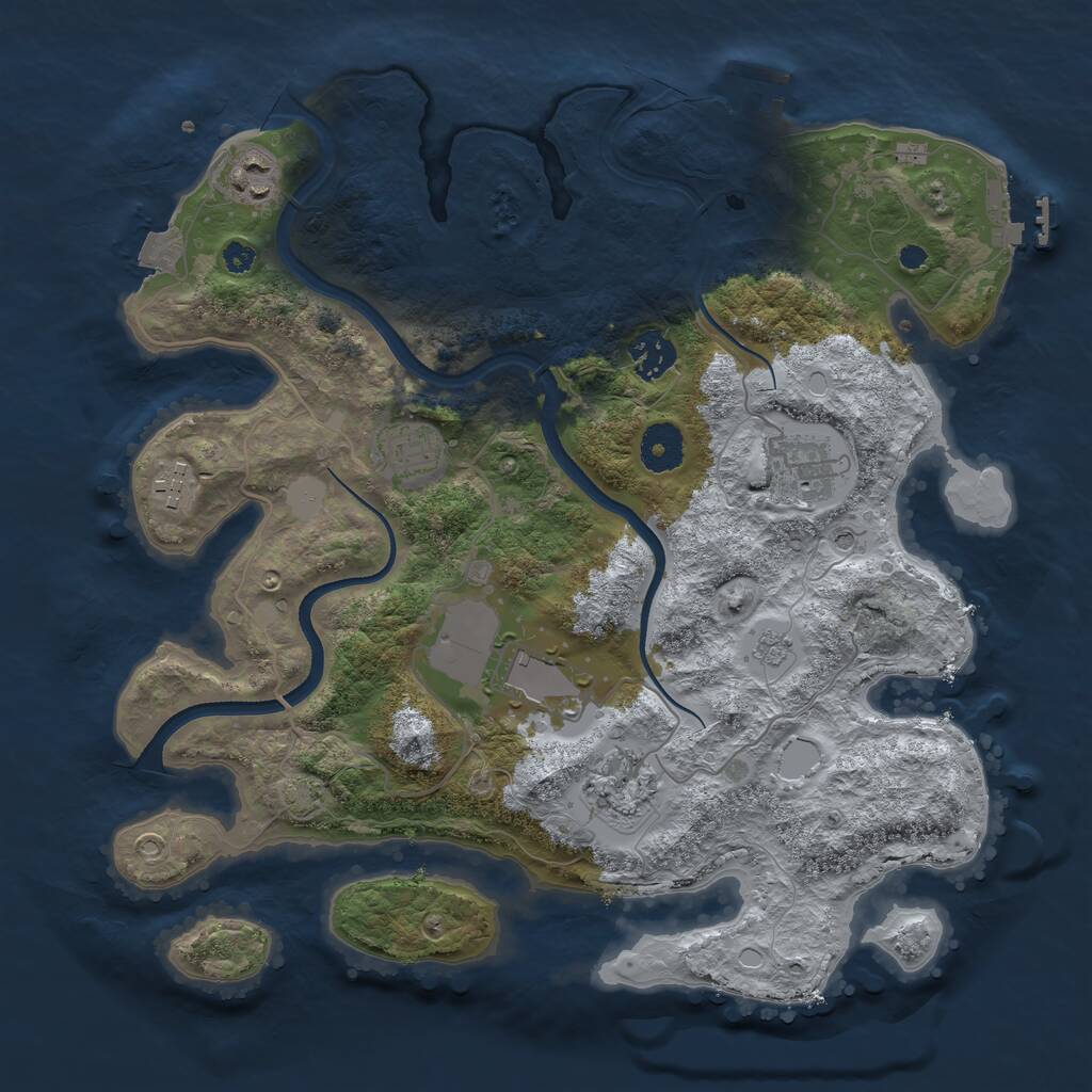 Rust Map: Procedural Map, Size: 3500, Seed: 526620788, 13 Monuments