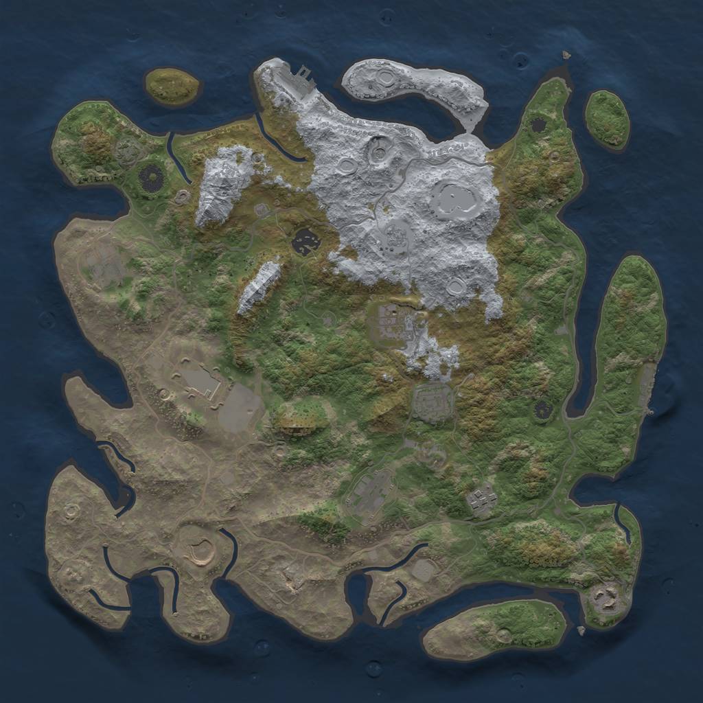 Rust Map: Procedural Map, Size: 4000, Seed: 2070543262, 17 Monuments