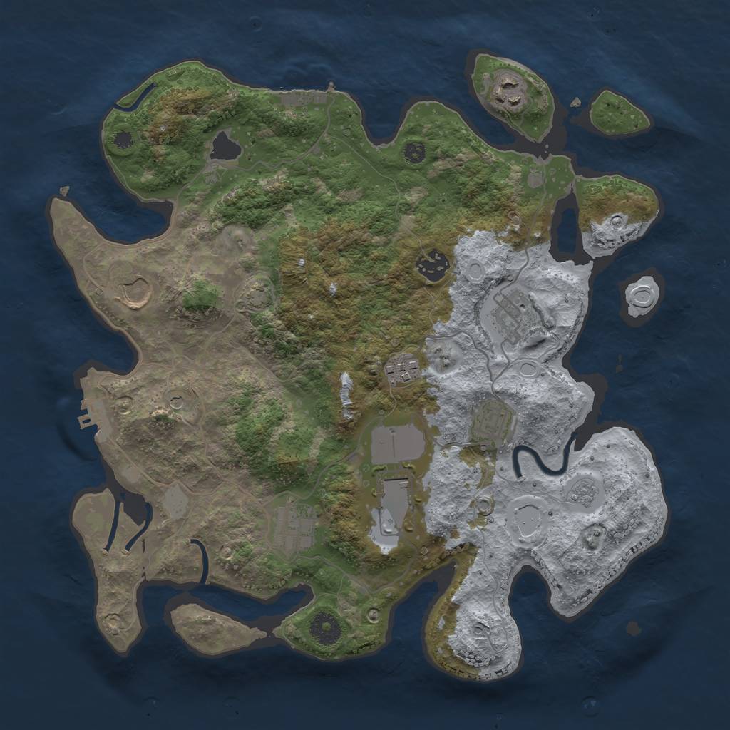 Rust Map: Procedural Map, Size: 3500, Seed: 521287201, 16 Monuments