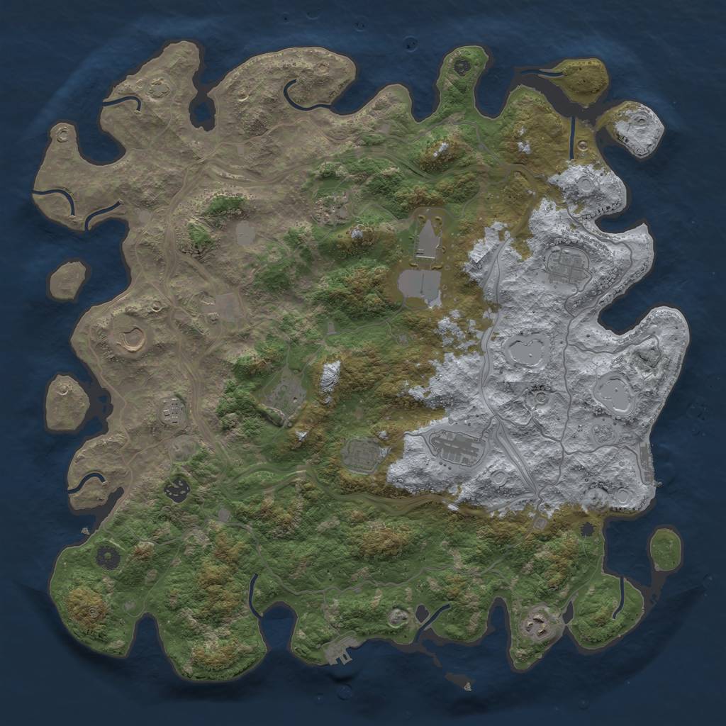 Rust Map: Procedural Map, Size: 4500, Seed: 55995, 19 Monuments