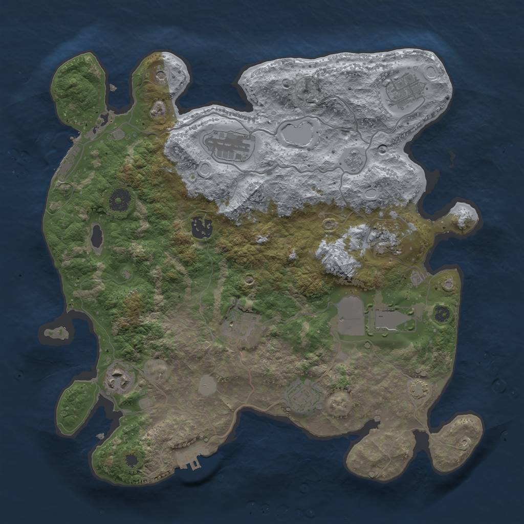 Rust Map: Procedural Map, Size: 3500, Seed: 847512165, 16 Monuments