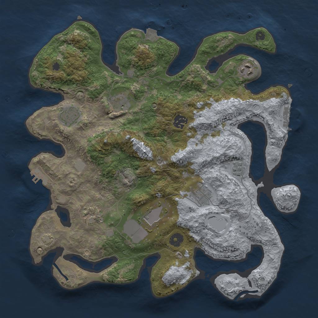 Rust Map: Procedural Map, Size: 3500, Seed: 364662195, 16 Monuments