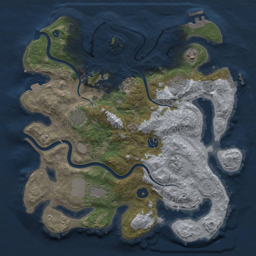 Rust Map: Procedural Map, Size: 3500, Seed: 364662195, 14 Monuments