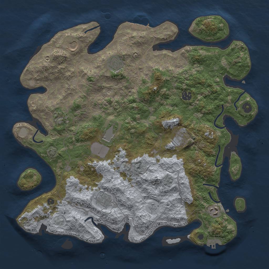 Rust Map: Procedural Map, Size: 4000, Seed: 910864236, 17 Monuments