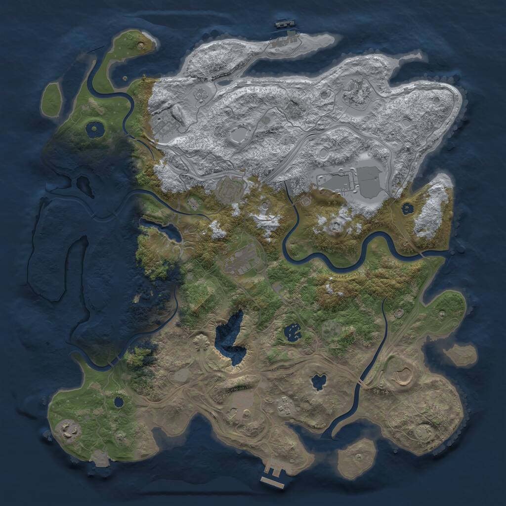 Rust Map: Procedural Map, Size: 4250, Seed: 446239173, 16 Monuments