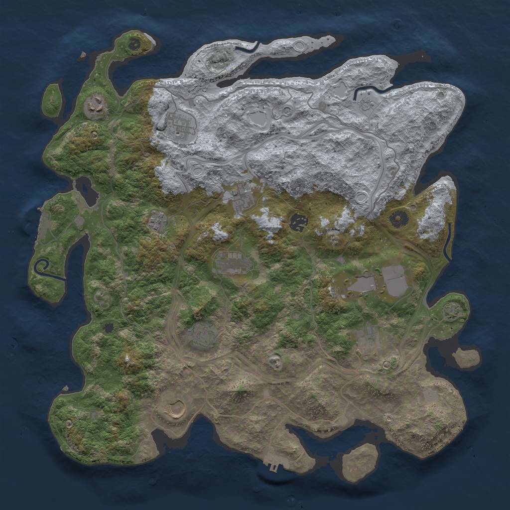 Rust Map: Procedural Map, Size: 4250, Seed: 446239173, 18 Monuments