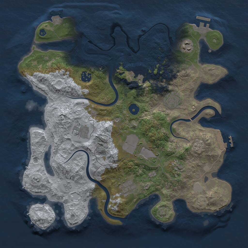 Rust Map: Procedural Map, Size: 3500, Seed: 25435933, 15 Monuments