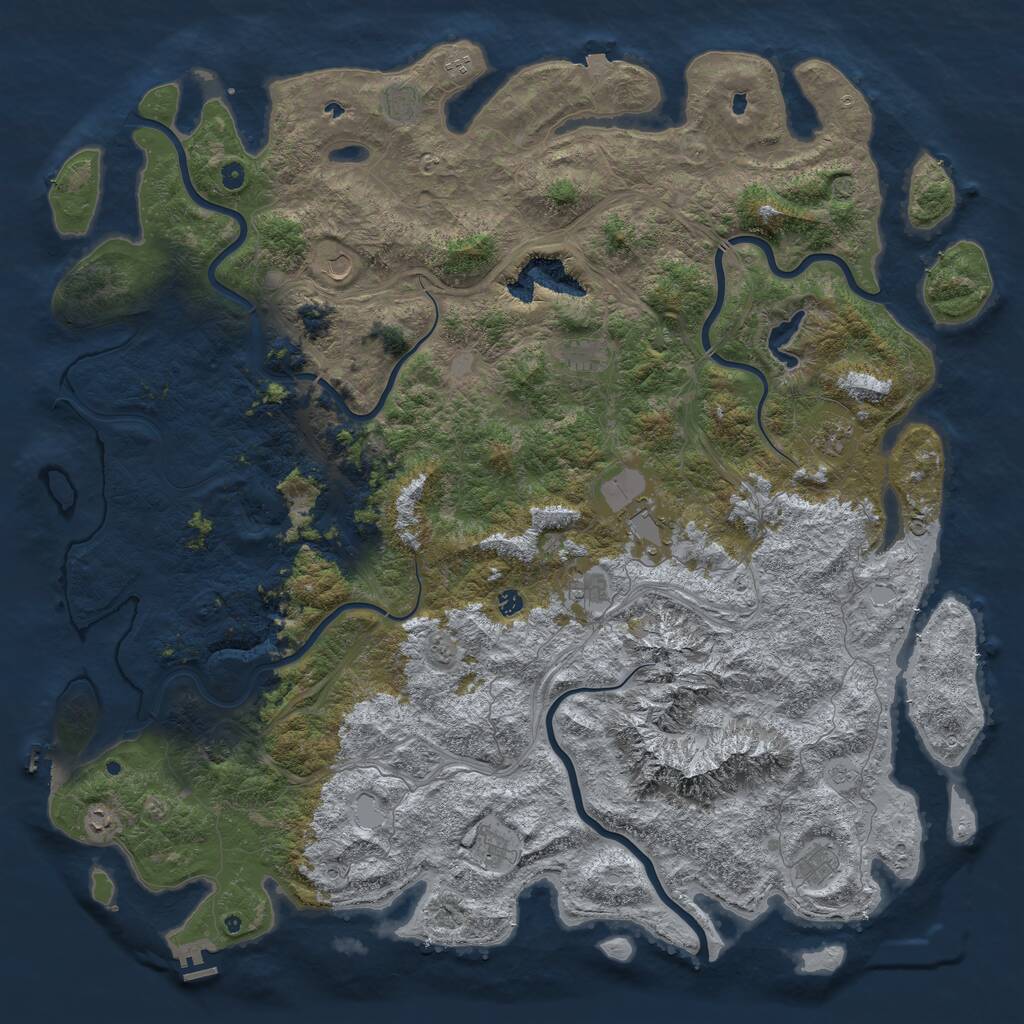 Rust Map: Procedural Map, Size: 6000, Seed: 731391459, 17 Monuments