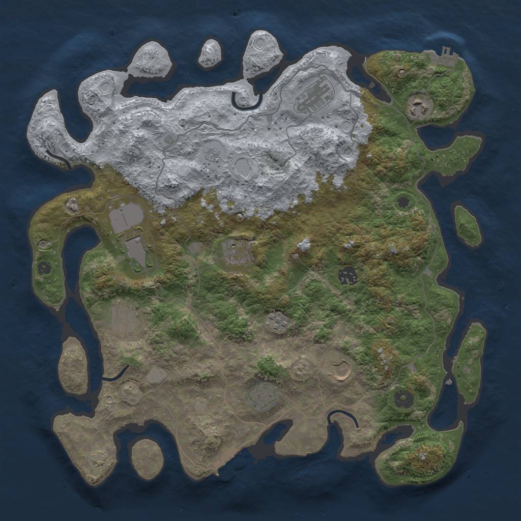Rust Map: Procedural Map, Size: 4000, Seed: 638068724, 17 Monuments