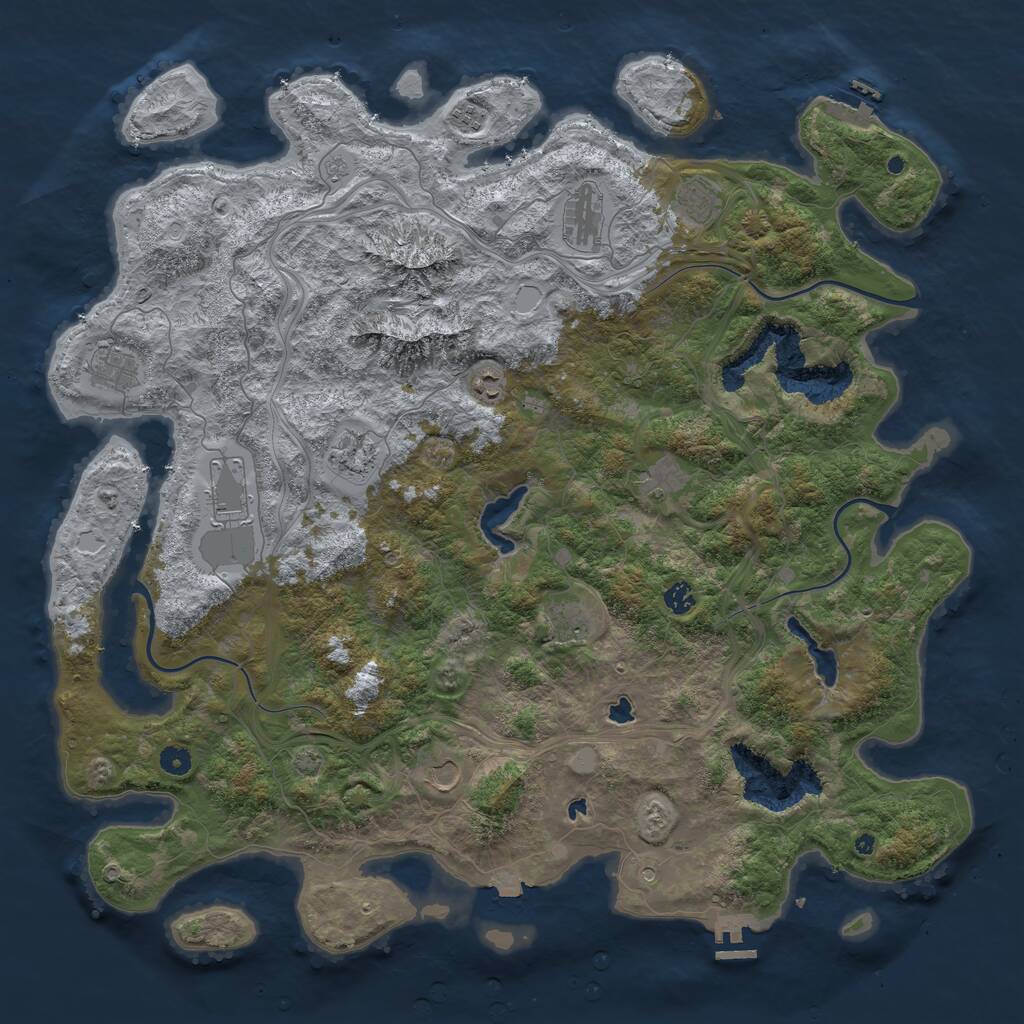 Rust Map: Procedural Map, Size: 5000, Seed: 105, 17 Monuments
