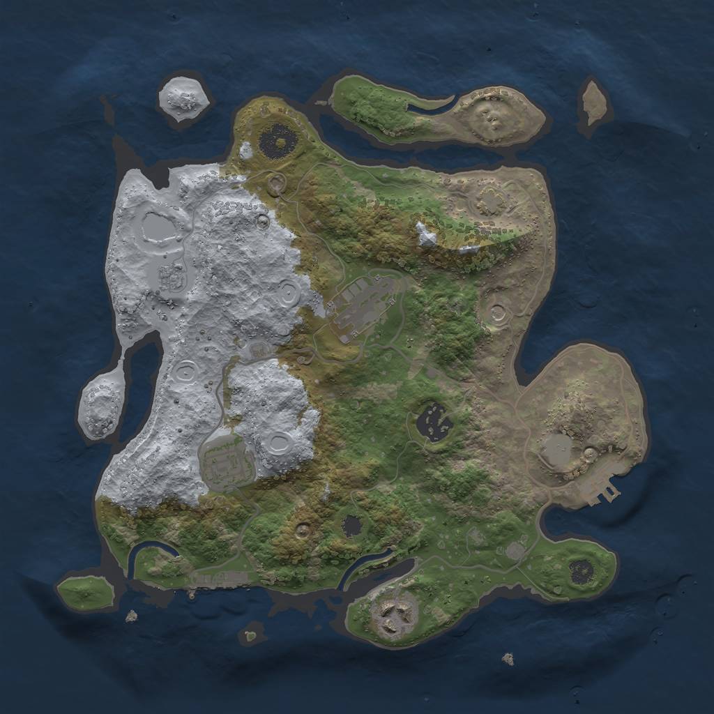 Rust Map: Procedural Map, Size: 3000, Seed: 733405583, 12 Monuments