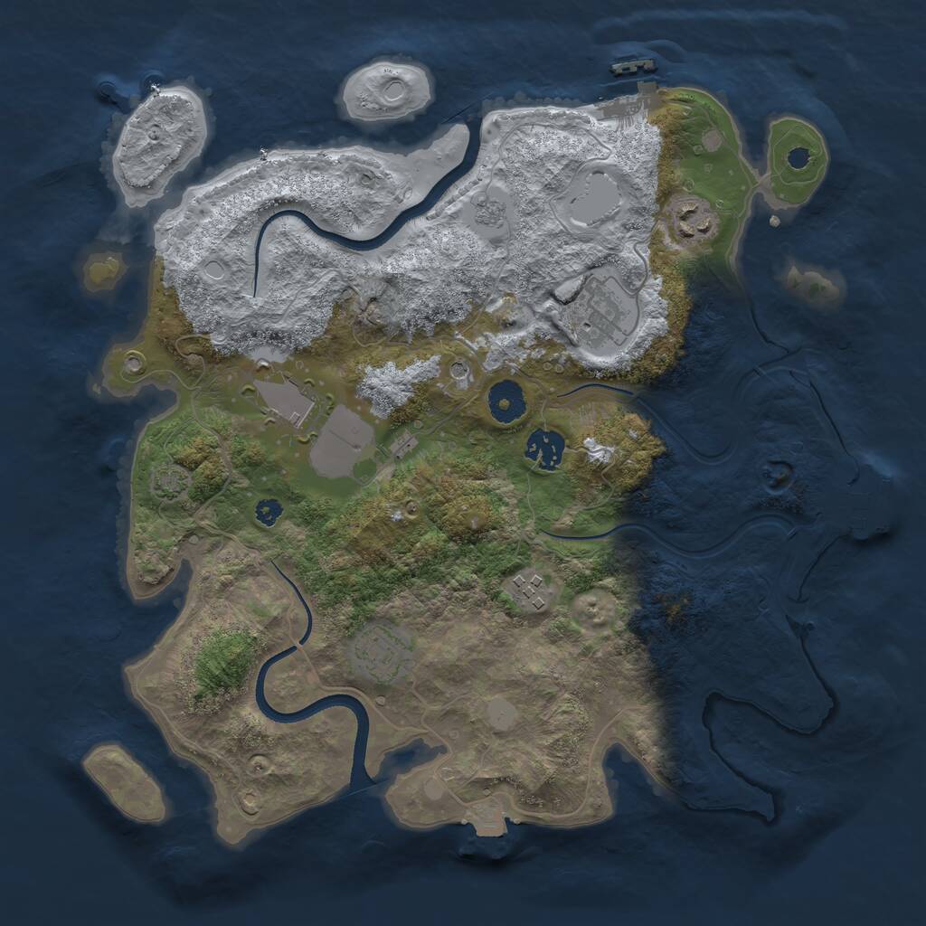 Rust Map: Procedural Map, Size: 3500, Seed: 1264532480, 12 Monuments