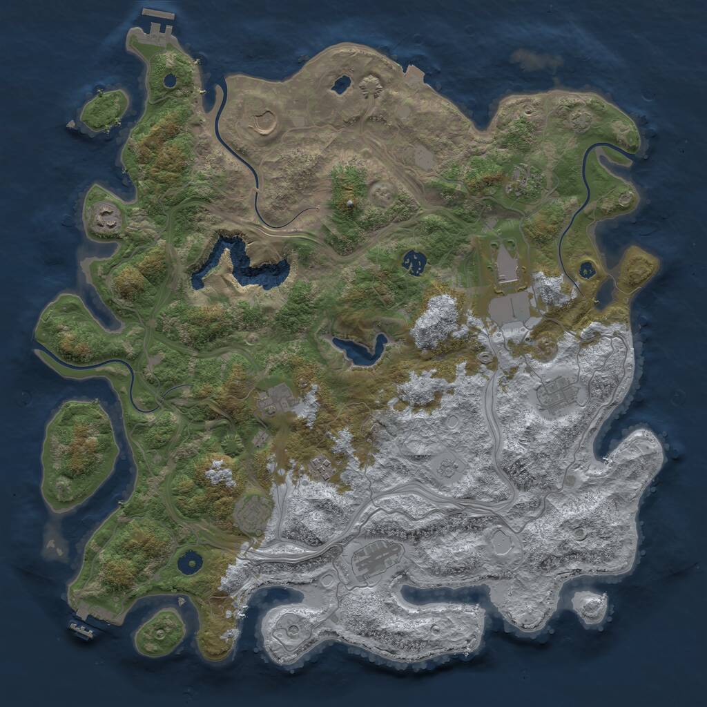 Rust Map: Procedural Map, Size: 4400, Seed: 83497727, 16 Monuments