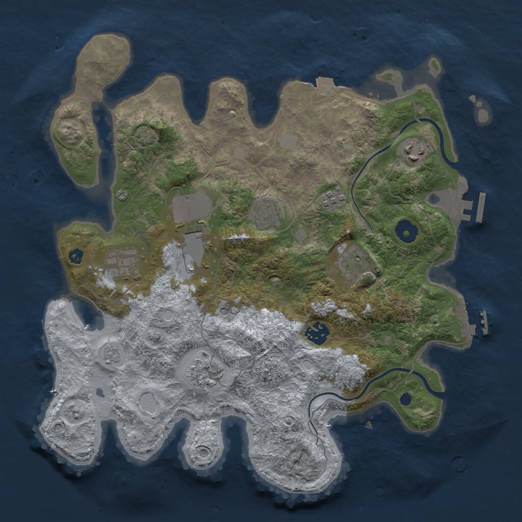 Rust Map: Procedural Map, Size: 3500, Seed: 1194677072, 14 Monuments