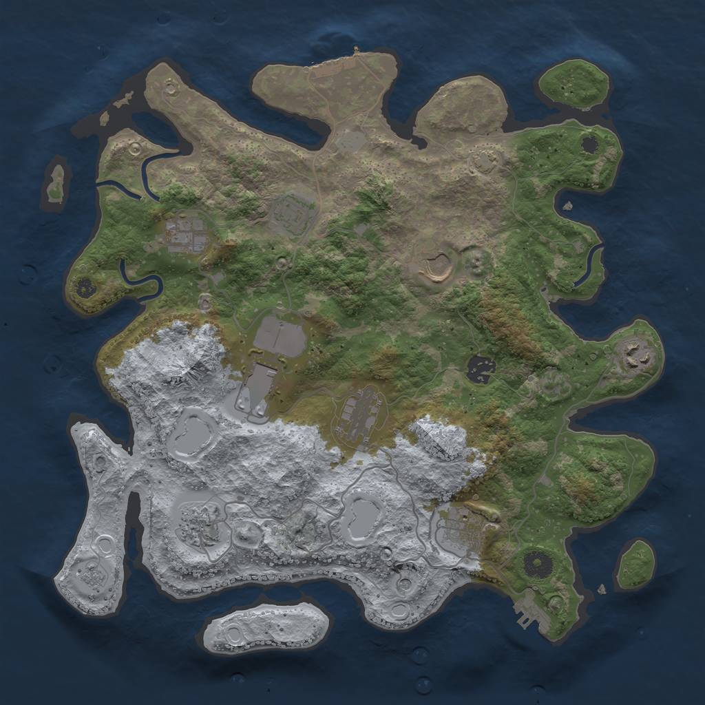 Rust Map: Procedural Map, Size: 3700, Seed: 50172805, 17 Monuments