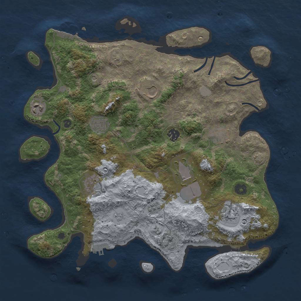 Rust Map: Procedural Map, Size: 3750, Seed: 925758083, 17 Monuments