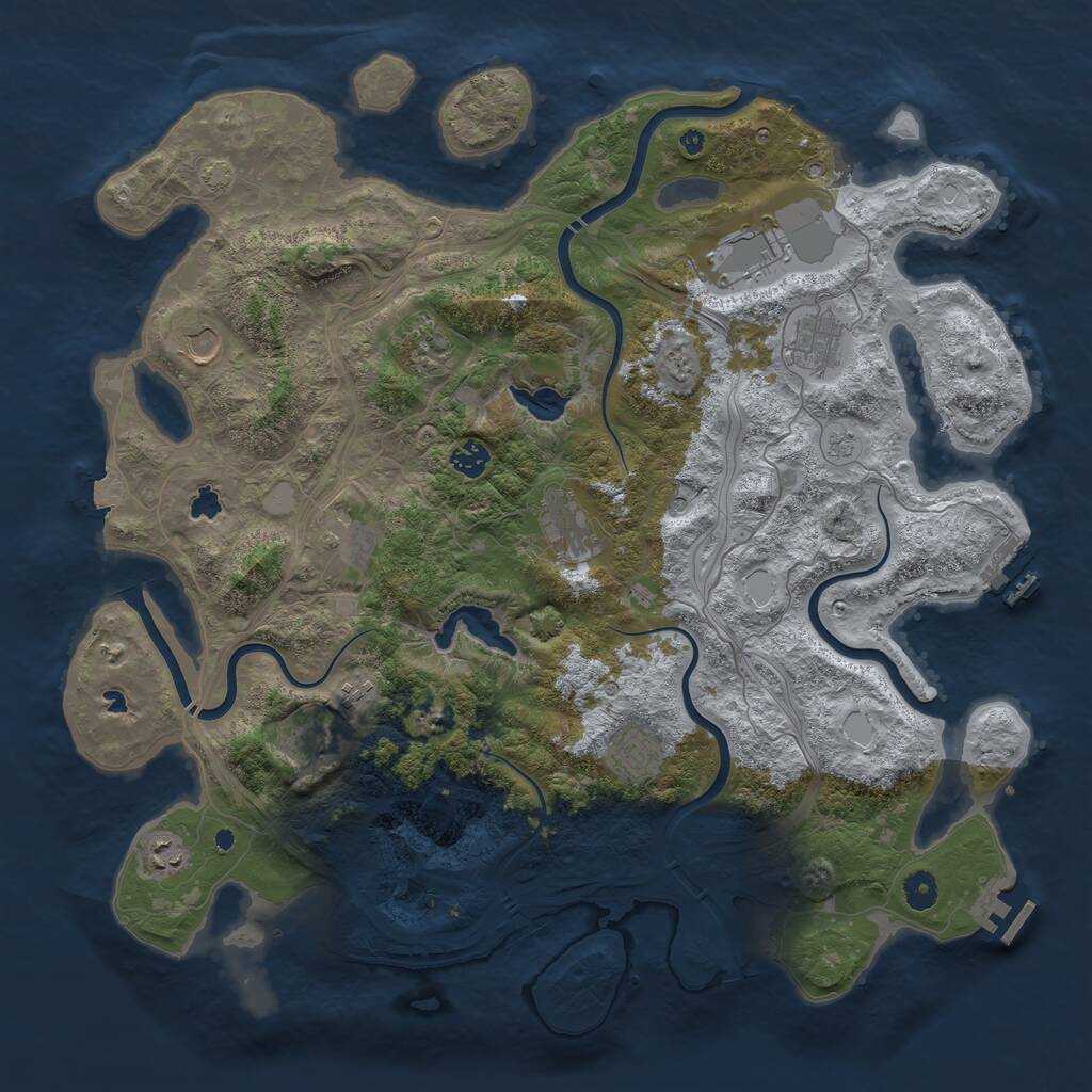 Rust Map: Procedural Map, Size: 4500, Seed: 1425115327, 17 Monuments