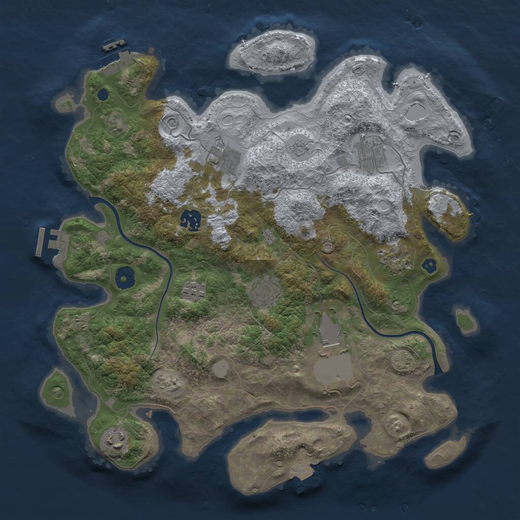 Rust Map: Procedural Map, Size: 3600, Seed: 20606, 14 Monuments