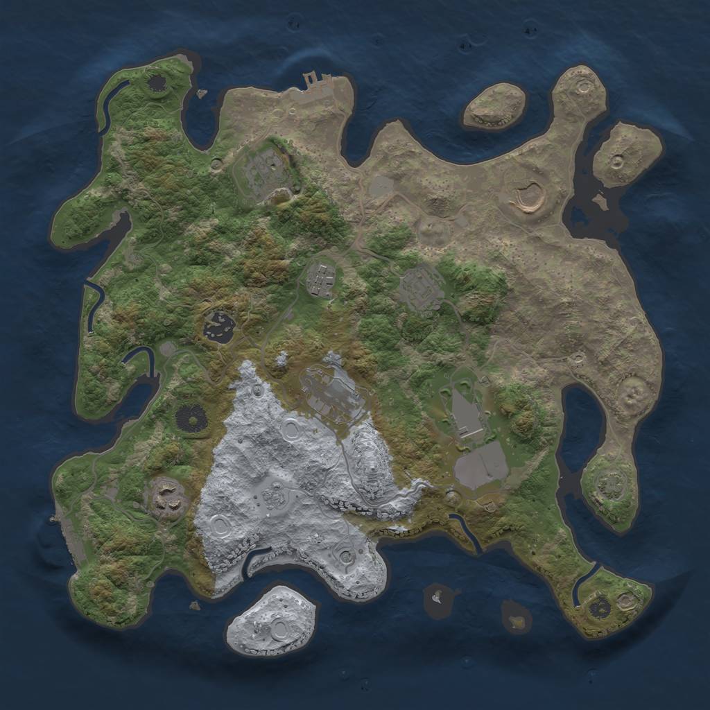Rust Map: Procedural Map, Size: 3500, Seed: 1846803511, 16 Monuments
