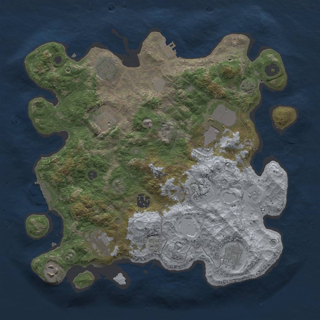Rust Map: Procedural Map, Size: 3500, Seed: 623234646, 16 Monuments