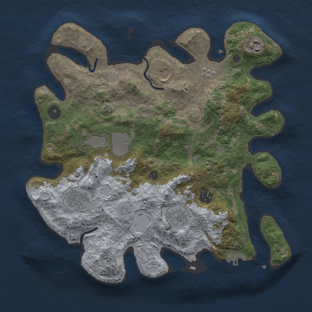 Rust Map: Procedural Map, Size: 3500, Seed: 886270, 14 Monuments
