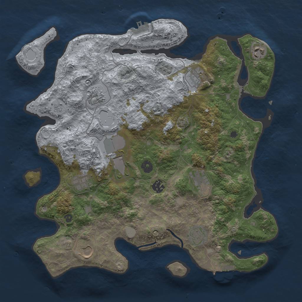 Rust Map: Procedural Map, Size: 3750, Seed: 1674356929, 17 Monuments