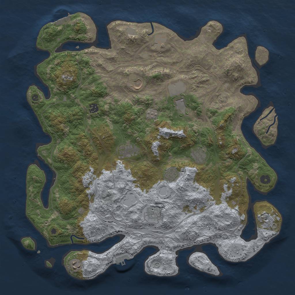 Rust Map: Procedural Map, Size: 4500, Seed: 402638, 18 Monuments