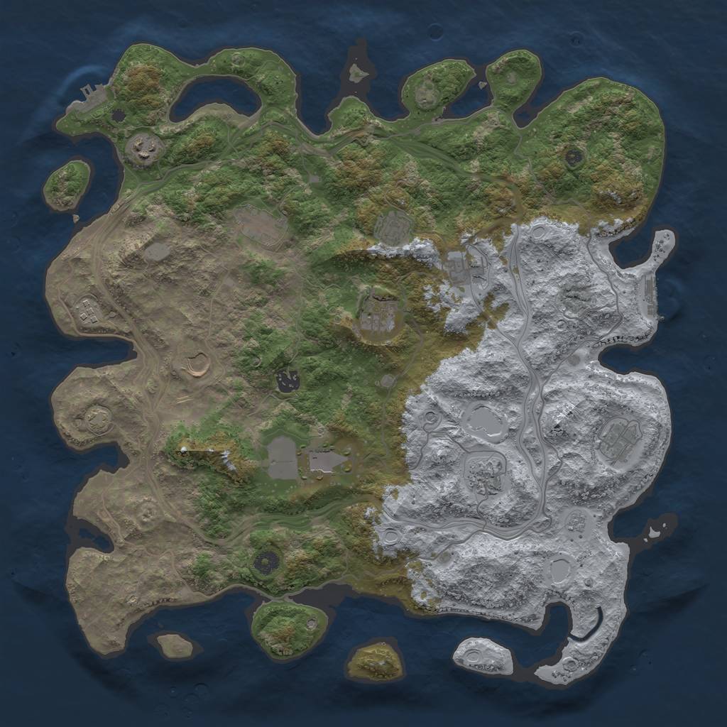 Rust Map: Procedural Map, Size: 4500, Seed: 237188464, 19 Monuments