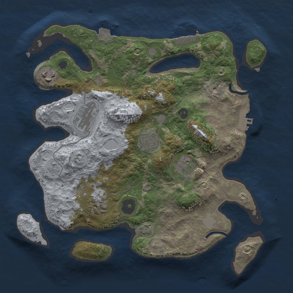 Rust Map: Procedural Map, Size: 3000, Seed: 175851832, 12 Monuments